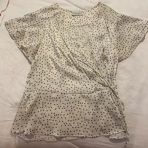 Black and White polka dot tie top